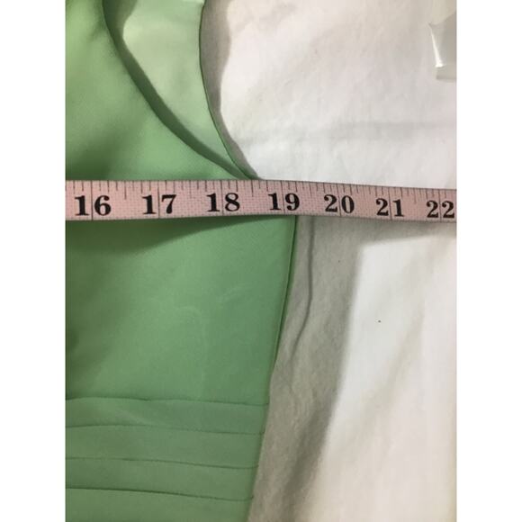 BRIDESMAID SZ 12 L Green Vneck draped sleeve lace up maxi formal dress NEW B49 - Picture 5 of 9